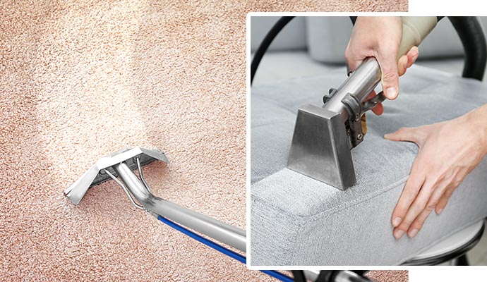 Collage of carpet and upholstery cleaning service