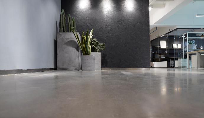 Clean concrete floor