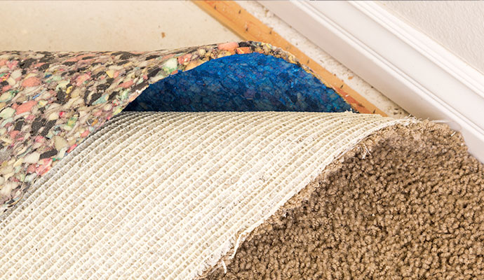 Damaged carpet padding
