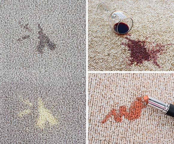 Collage of different types of stains on carpet Collage of different types of stains on carpet