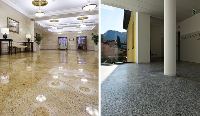 Collage of granite floor
