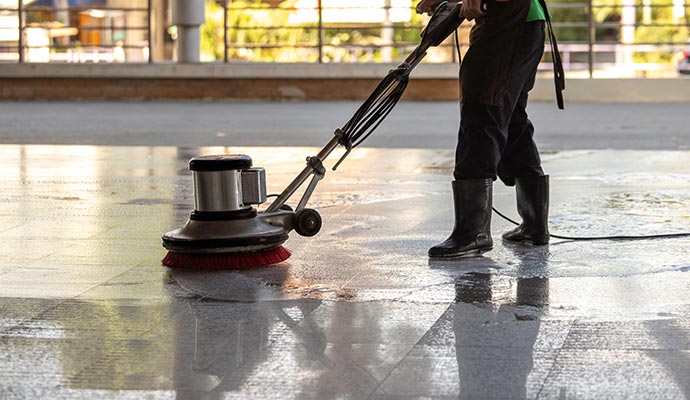 Concrete floor cleaning using advance equipment