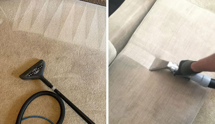 Collage photo of Professional carpet and upholstery cleaning