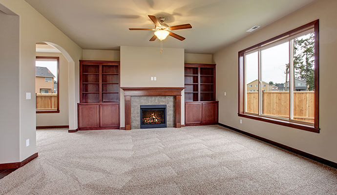 A fresh living room with cleaned carpet