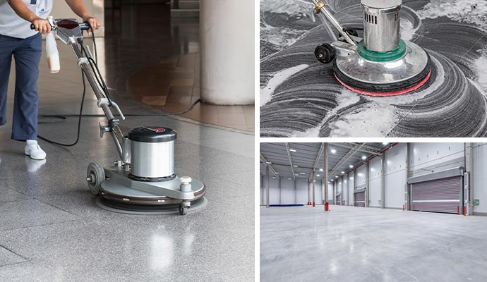 Collage of different floor services