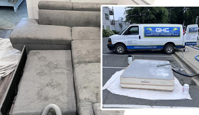 Collage of upholstery and mattress cleaning service